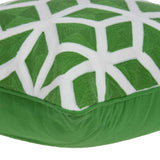 20" x 7" x 20" Transitional Green and White Pillow Cover With Down Insert