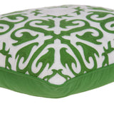20" x 7" x 20" Traditional Green and White Accent Pillow Cover With Down Insert
