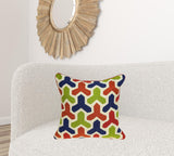 20" x 7" x 20" Handmade Transitional Red And Blue Pillow Cover With Poly Insert