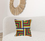 20" x 7" x 20" Handmade Multicolored Accent Pillow Cover With Poly Insert