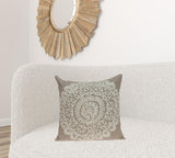 20" x 7" x 20" Traditional Tan Pillow Cover With Down Insert