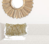 20" Gold Genuine Tibetan Lamb Fur Pillow with Microsuede Backing