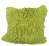 20" Lime Green Genuine Tibetan Lamb Fur Pillow with Microsuede Backing
