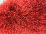 20" Red Genuine Tibetan Lamb Fur Pillow with Microsuede Backing