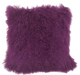 24" Purple Genuine Tibetan Lamb Fur Pillow with Microsuede Backing