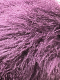 24" Purple Genuine Tibetan Lamb Fur Pillow with Microsuede Backing