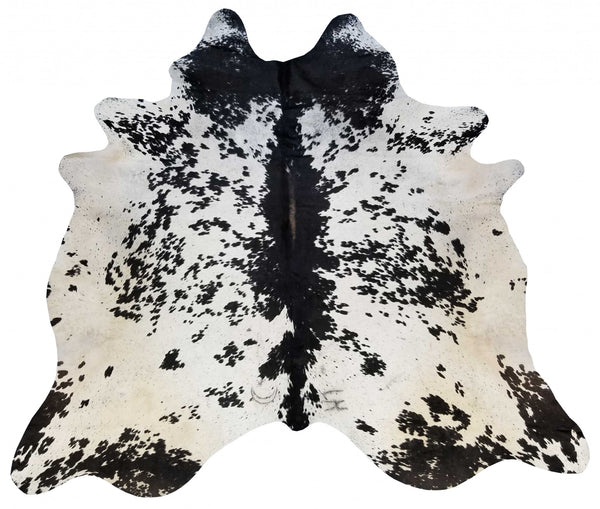 6.5 Ft  Black and White Brindled Cowhide Rug