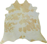 6.5' White and Tan Brazilian Natural Cowhide Area Rug