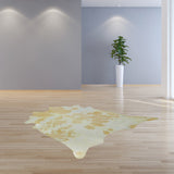 6.5' White and Tan Brazilian Natural Cowhide Area Rug