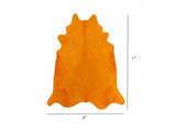 6 Ft Vibrant Orange Stenciled Cowhide Rug