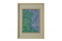 Swirling Blues and Greens Light Wood Shadowbox Wall Art