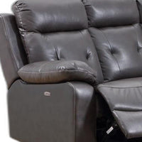 160 X 38  X 40 Modern Dark Gray Leather Sectional With Power Recliners