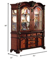 21' X 61' X 88' Cherry Wood Poly Resin Glass Mirror Hutch  Buffet