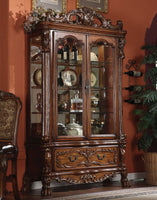 20' X 51' X 89' Cherry Oak Wood Poly Resin Glass Curio Cabinet