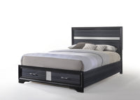 63' X 84' X 50' Black Wood Queen Bed wStorage