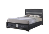 63' X 84' X 50' Black Wood Queen Bed wStorage