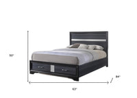 63' X 84' X 50' Black Wood Queen Bed wStorage