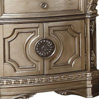 18' X 30' X 29' Antique Champagne Wood Poly Resin Nightstand wMarble Top