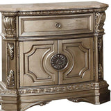 18' X 30' X 29' Antique Champagne Wood Poly Resin Nightstand wMarble Top