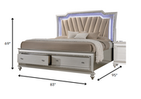 83' X 91' X 69' PU Champagne Wood Upholstered (HB) LED Eastern King Bed