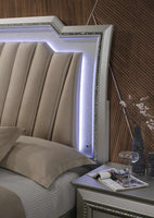 83' X 91' X 69' PU Champagne Wood Upholstered (HB) LED Eastern King Bed