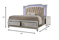 83' X 91' X 69' PU Champagne Wood Upholstered (HB) LED Eastern King Bed