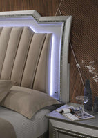 67' X 91' X 69' PU Champagne Wood Upholstered (HB) LED Queen Bed