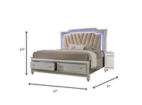 67' X 91' X 69' PU Champagne Wood Upholstered (HB) LED Queen Bed