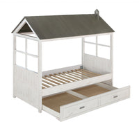 44' X 80' X 80' Weathered White Washed Gray Wood Twin Bed