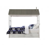 44' X 80' X 80' Weathered White Washed Gray Wood Twin Bed