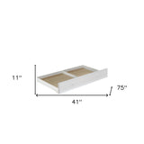 41" X 75" X 11" White Wood Trundle (Twin)