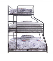 62' X 83' X 74' Gunmetal Metal Triple Bunk Bed  TwinFullQueen