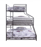 62' X 83' X 74' Gunmetal Metal Triple Bunk Bed  TwinFullQueen