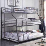 62' X 83' X 74' Gunmetal Metal Triple Bunk Bed  TwinFullQueen