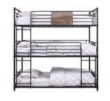 43' X 79' X 79' Sandy Black Dark Bronze HandBrushed Metal Wood Triple Bunk Bed  Twin