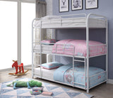 57' X 79' X 74' White Metal Triple Bunk Bed - Full