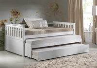 41" X 77" X 10" White Wood Casters Daybed - Trundle