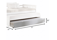 41" X 77" X 10" White Wood Casters Daybed - Trundle