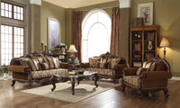37' X 69' X 46' Fabric Cherry Oak Upholstery Wood LegTrim Loveseat w4 Pillows