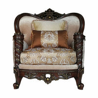 37' X 46' X 49' Fabric Dark Walnut Upholstery Wood LegTrim Chair w2 Pillows