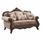 38' X 69' X 45' Fabric Walnut Upholstery Wood LegTrim Loveseat w6 Pillows