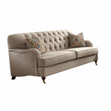 38' X 85' X 37' Beige Fabric Upholstery Sofa w2 Pillows