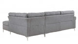 78' X 100' X 35' Gray Fabric Upholstery Metal Leg Sectional Sofa