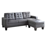 32' X 81' X 35' Gray Linen Upholstery Sectional Sofa