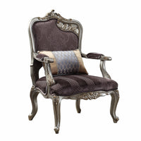 29' X 27' X 43' Velvet Antique Platinum Finish Chair With 1 Pillow