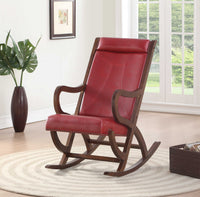 22' X 36' X 38' Burgundy PU Walnut Wood Upholstered (Seat) Rocking Chair