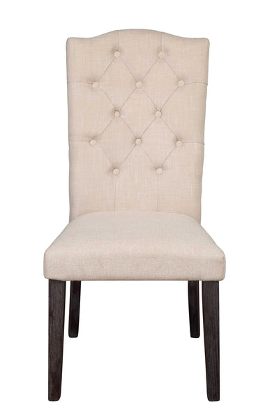 26' X 21' X 41' Beige Linen Upholstery and Weathered Espresso Wood Side Chair  Set of 2