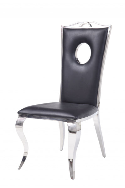 19' X 21' X 44' Faux Leather Stainless Steel Upholstered Seat Side Chair Set2