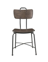 21' X 18' X 37' Walnut Wood and Black Metal Base Side Chair Set of 2