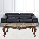 34' X 60' X 20' Marble Walnut Wood Coffee Table